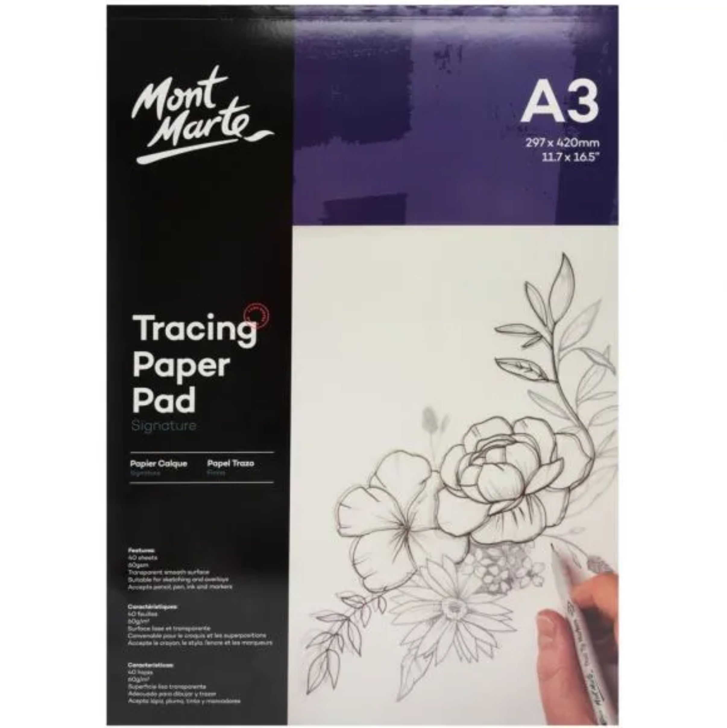 Ashton and Wright A3 Tracing Pad 60 GSM Paper 60 Sheets Pack of 2 