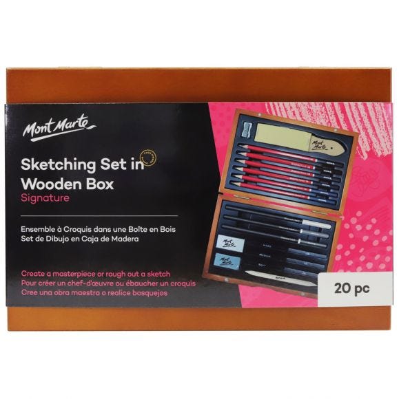 Mont Marte Signature Sketching Set In Wooden Box 21pc