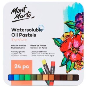Mont Marte MMPT0024 Water-Soluble Oil Pastel Set, 24 Color Blends, Enjoy  Various Techniques Including Graffeet, and More, WaterSOLUBLE OIL PASTELS