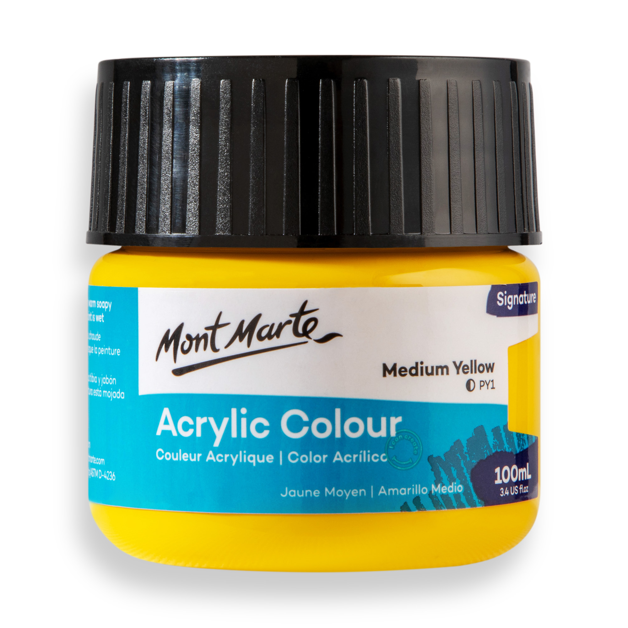 Mont Marte Acrylic Colour Paint Signature 100ml Tub – Medium Yellow ...