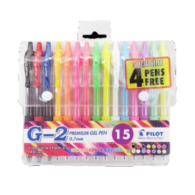 Pilot G-2 0.7 Gel Retractable Pen - Wallet of 15 Fashion Colours
