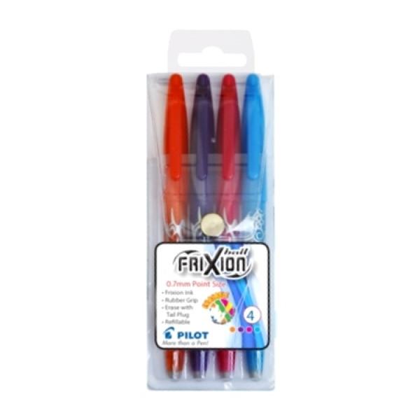 PILOT Frixion 0.7mm Erasable Rollerball Pen - Fashion Colours - Wallet of 4