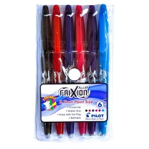 PILOT Frixion 0.7mm Erasable Rollerball Pen - Wallet of 6