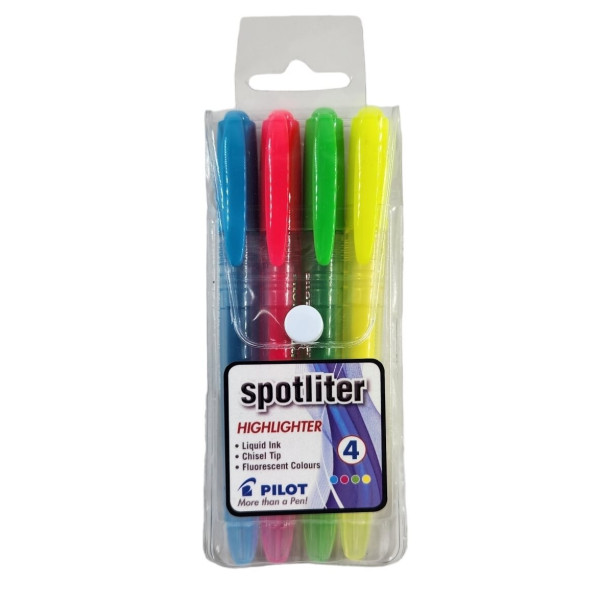 PILOT Spotliter Highlighter Wallet of 4 – Fluorescent Colours