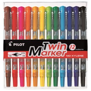 Pilot Twin Markers - Wallet of 12 Colours