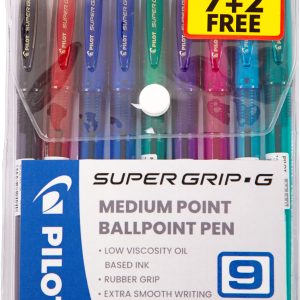 Pilot Super Grip G Fine Point Pens Wallet of 9